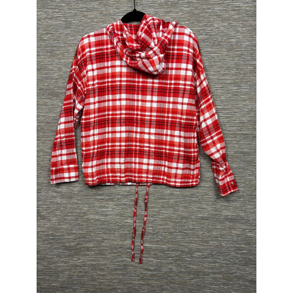 Ohio State Buckeyes Shirt Womens Small Red NCAA Football Plaid Hoodie FourTees - Picture 2 of 6